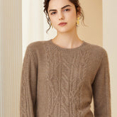 Women's Round Neck Long Sleeve Pullover Cashmere Sweater
